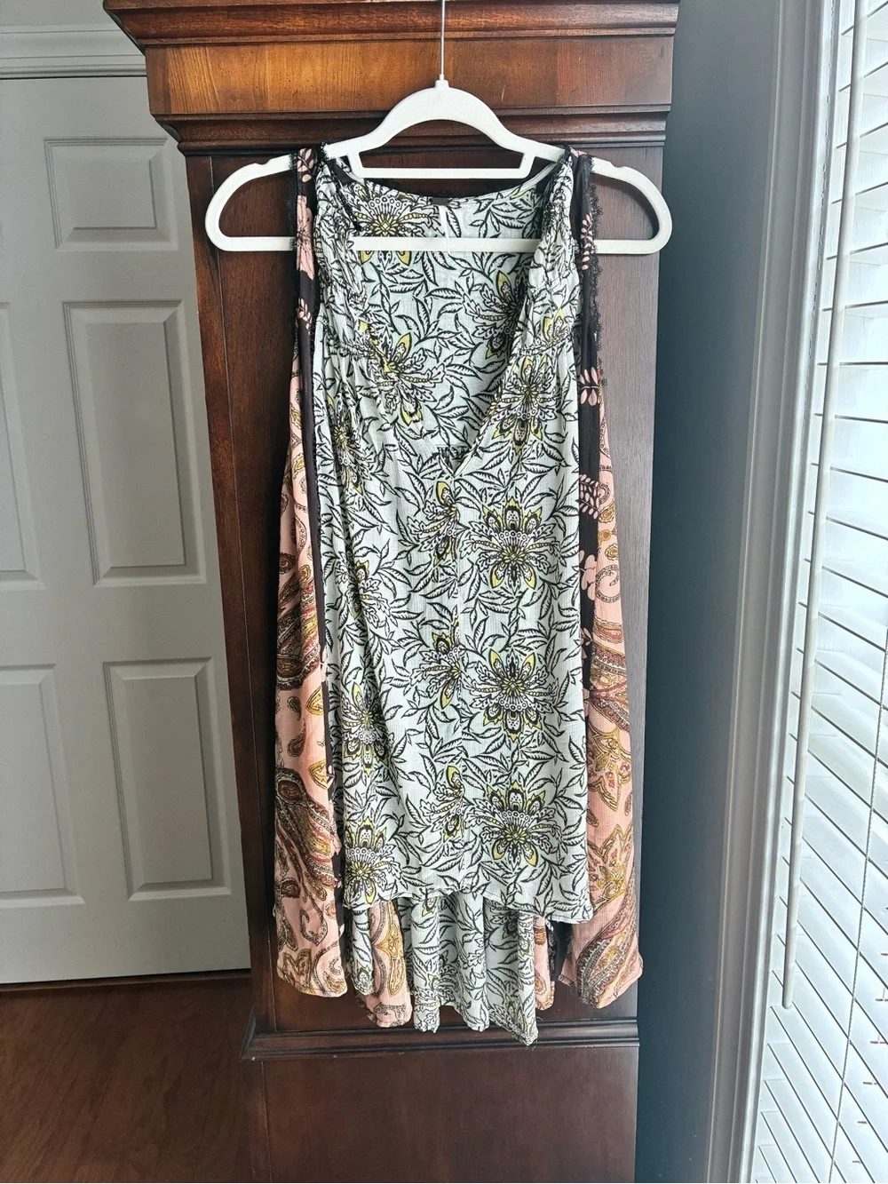 Free People Mixed Print Lace Trim Tunic Dress